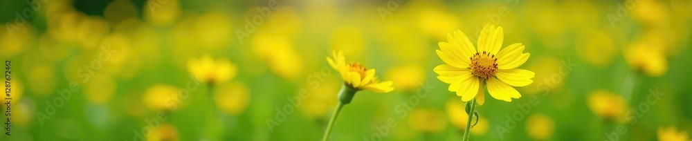Bright yellow wildflowers blooming in the meadow, flora, flowers Bright yellow wildflowers blooming in the meadow, flora, flowers