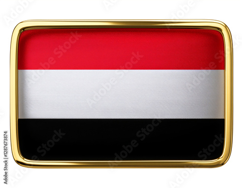 Free Download イエメンの国旗のブローチ。白背景。(Yemen flag brooch on white background.)
 - GFXLoad
