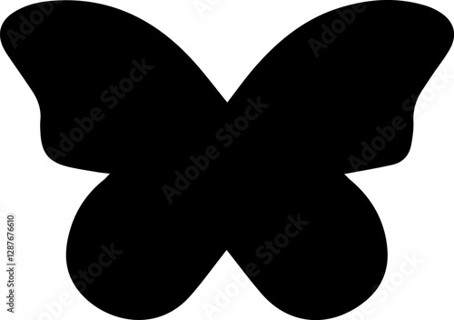 Black filled icon in the shape of a butterfly.