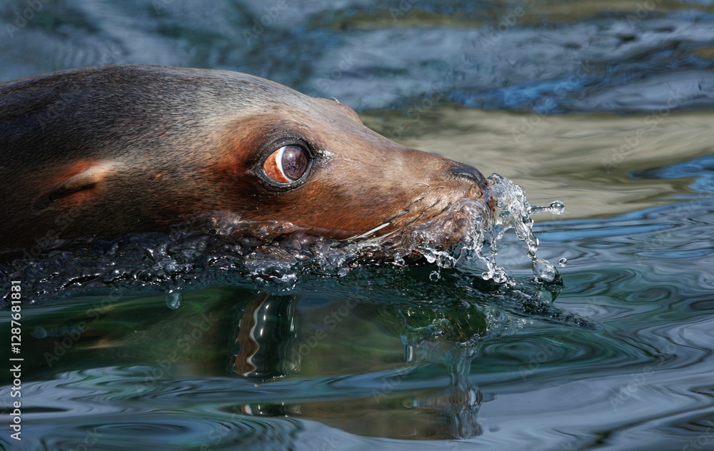 Obraz premium Sea lion swimming in clear water