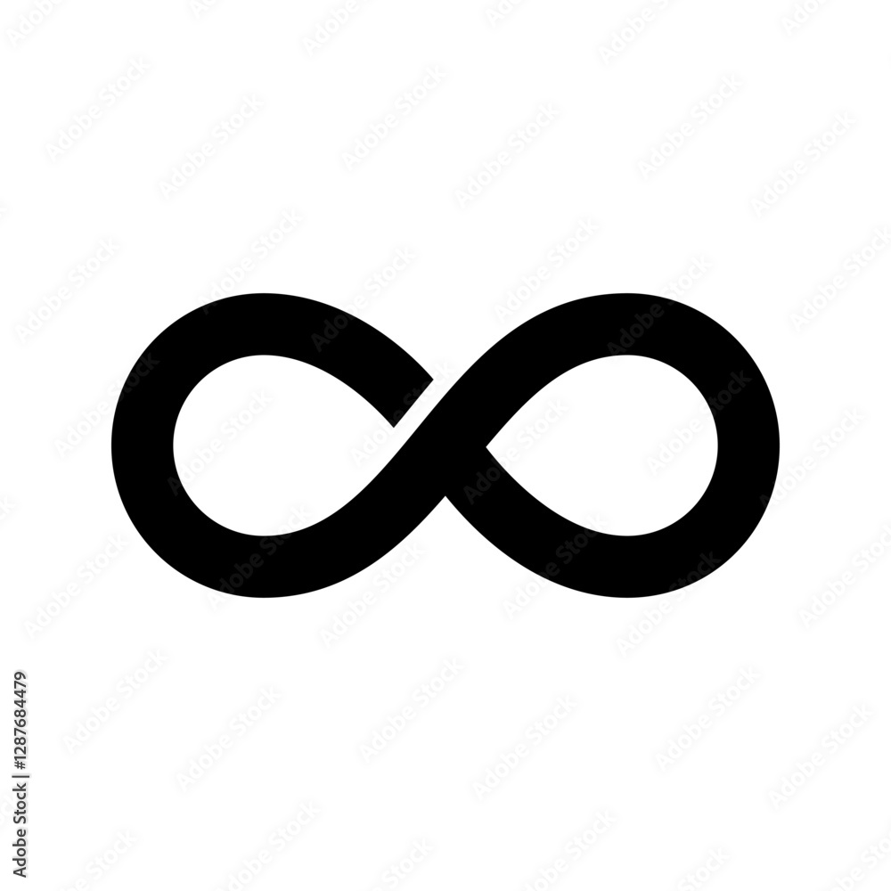 Simple flat black infinity symbols. Design elements for unlimited infinity, endless, eternity, loop, discontinuation, and repetition concepts. Vector illustration Simple flat black infinity symbols. Design elements for unlimited infinity, endless, eternity, loop, discontinuation, and repetition concepts. Vector illustration