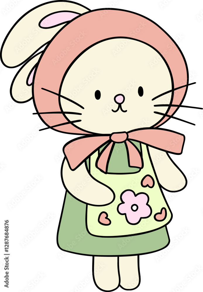Coquette Happy Easter Bunny Rabbit Cartoon Flat design Coquette Happy Easter Bunny Rabbit Cartoon Flat design