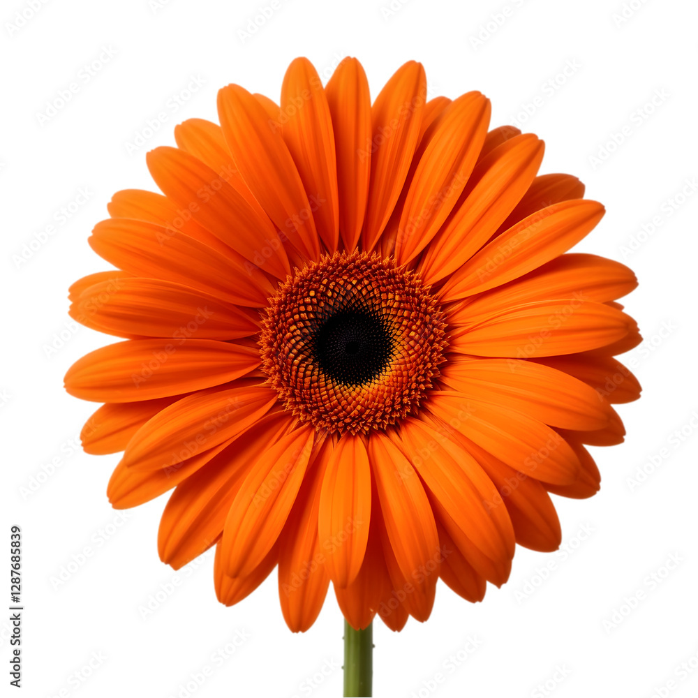 Vibrant Orange Gerbera Daisy Flower on Black Background Vibrant Orange Gerbera Daisy Flower on Black Background