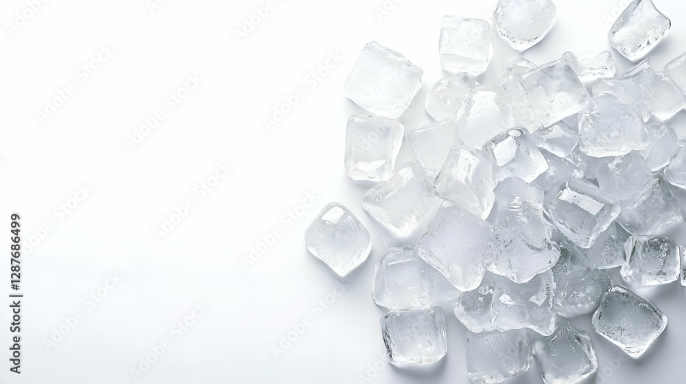 Pile of Clear Ice Cubes on White Background Pile of Clear Ice Cubes on White Background