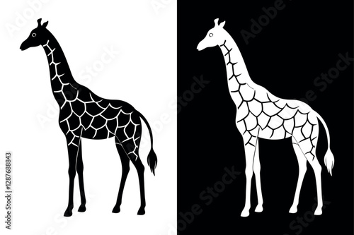 Giraffe Silhouette Vector Icon Ideal for Nature & Conservation Projects.