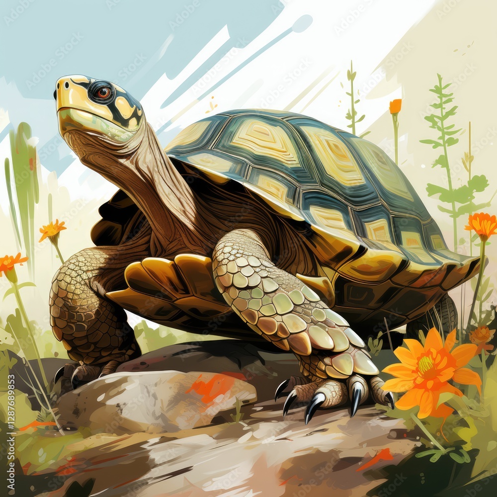 Naklejka premium Modern and Minimalist Animal Illustration with a Light and Vibrant Palette