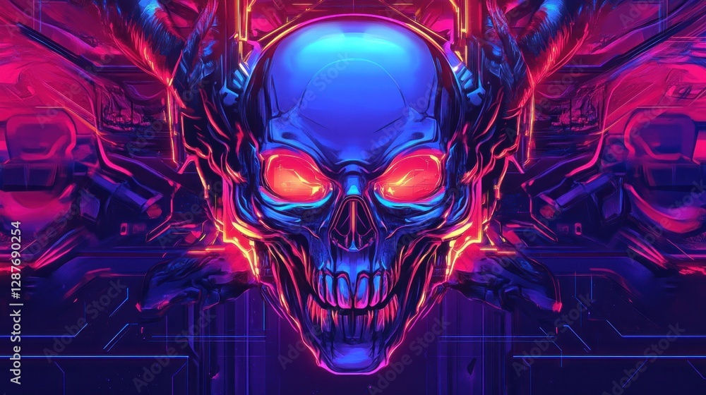 Bio mechanical god of death, cyberpunk demon, neon light, character, concept art illustration Bio mechanical god of death, cyberpunk demon, neon light, character, concept art illustration