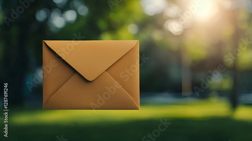 Brown Paper Envelope in a Sunny Green Park
