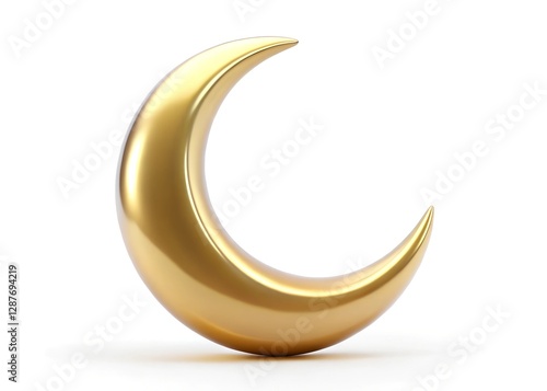 a glossy gold crescent isolated on a white background