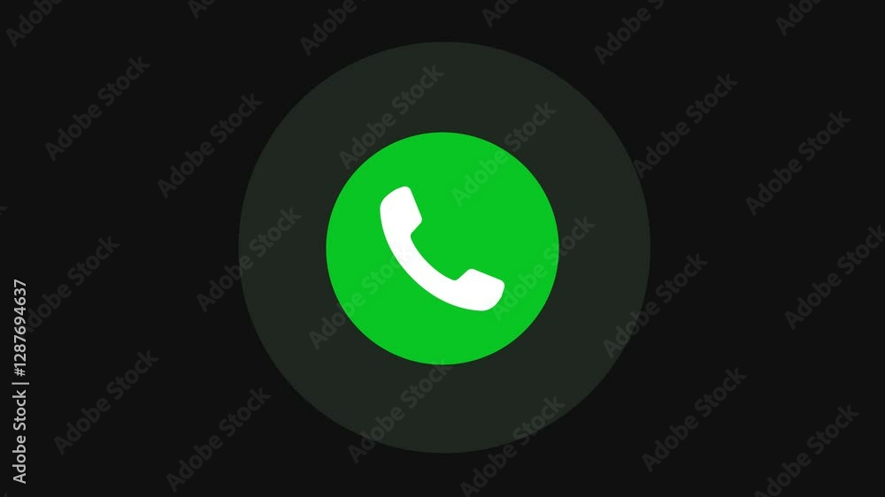 Incoming call icon animation, call concept on smart mobile phone screen 