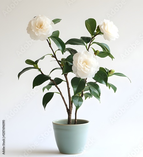 Wallpaper Mural Striking white flower flourishing in a beautiful blue pot for brightening up any space Torontodigital.ca