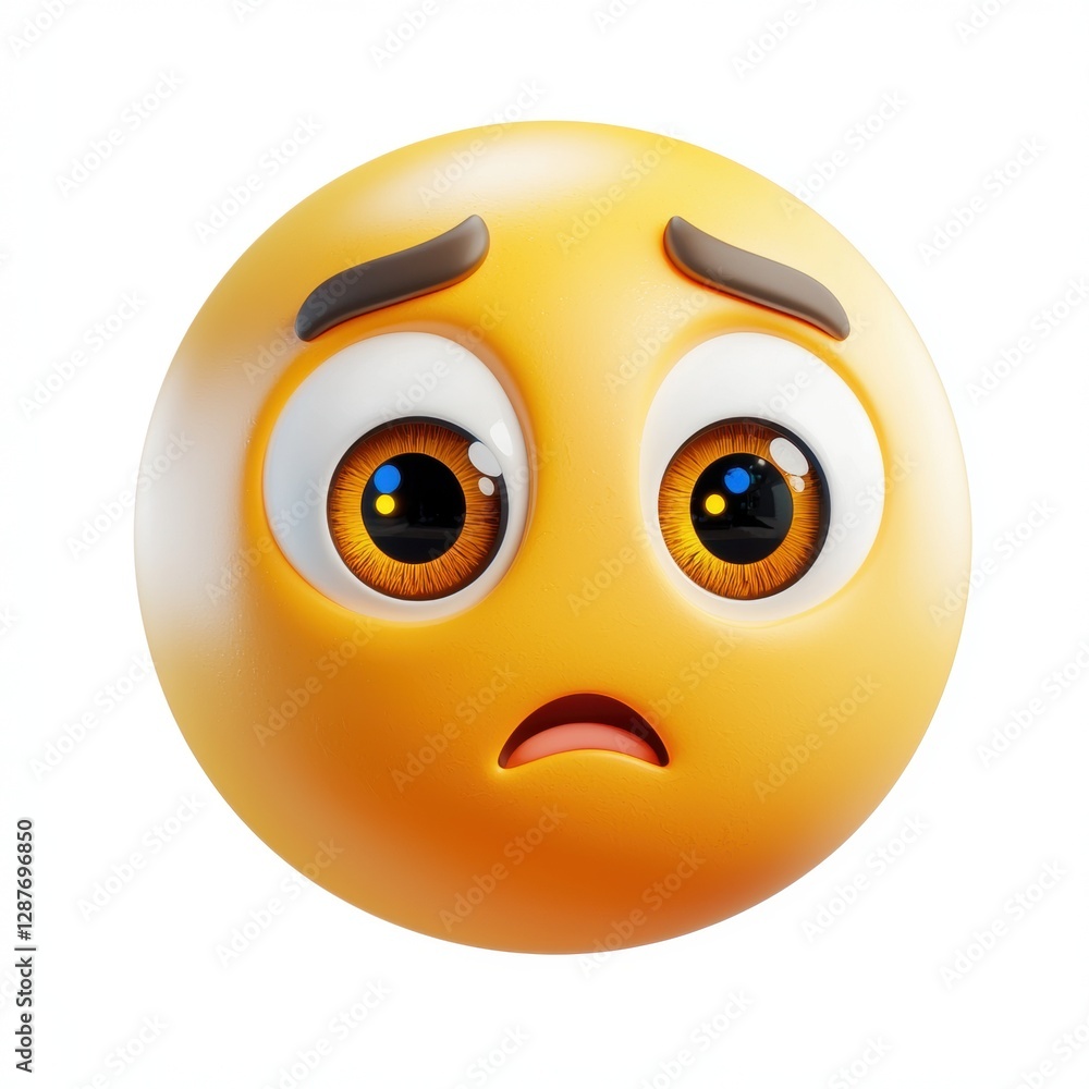 Pleading emoji with big puppy eyes isolated on white background Pleading emoji with big puppy eyes isolated on white background