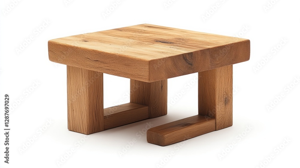 A small wooden side table with clean lines and a natural finish, isolated on a white background A small wooden side table with clean lines and a natural finish, isolated on a white background