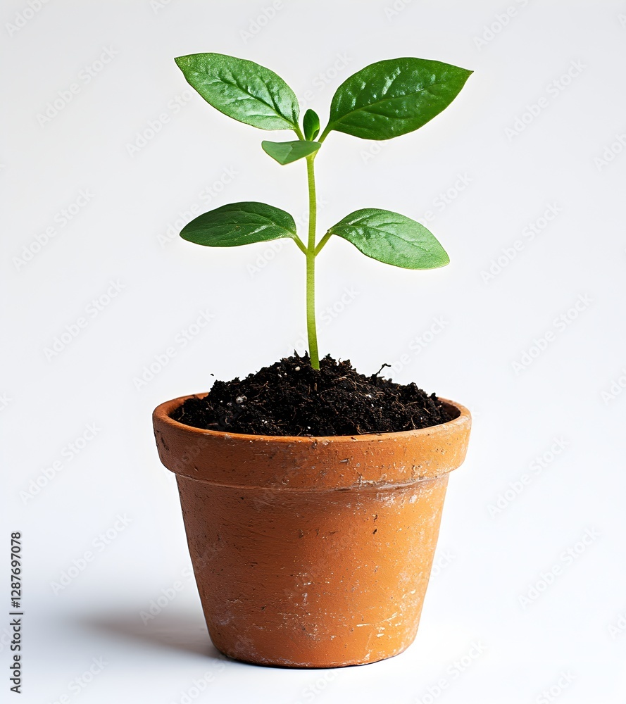 Fresh small plant in a stylish pot, adding a touch of nature to any room Fresh small plant in a stylish pot, adding a touch of nature to any room