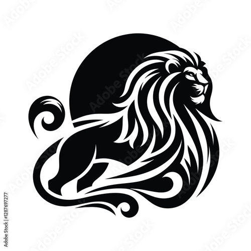 majestic lion silhouette vector clip art logo design