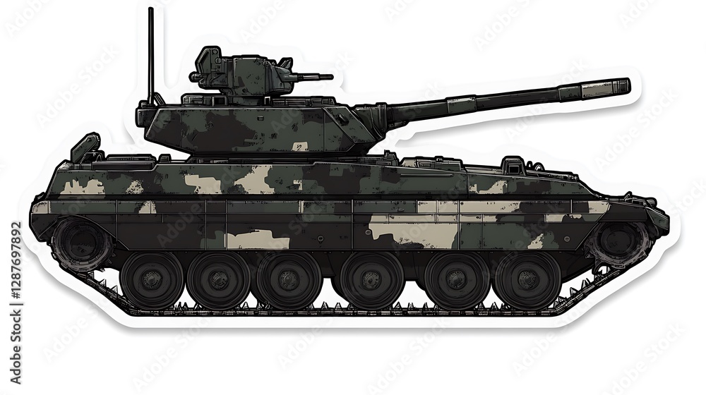 Camouflaged Military Tank: A Detailed Illustration Camouflaged Military Tank: A Detailed Illustration