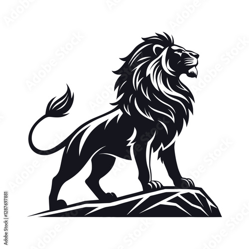 majestic lion silhouette vector clip art logo design