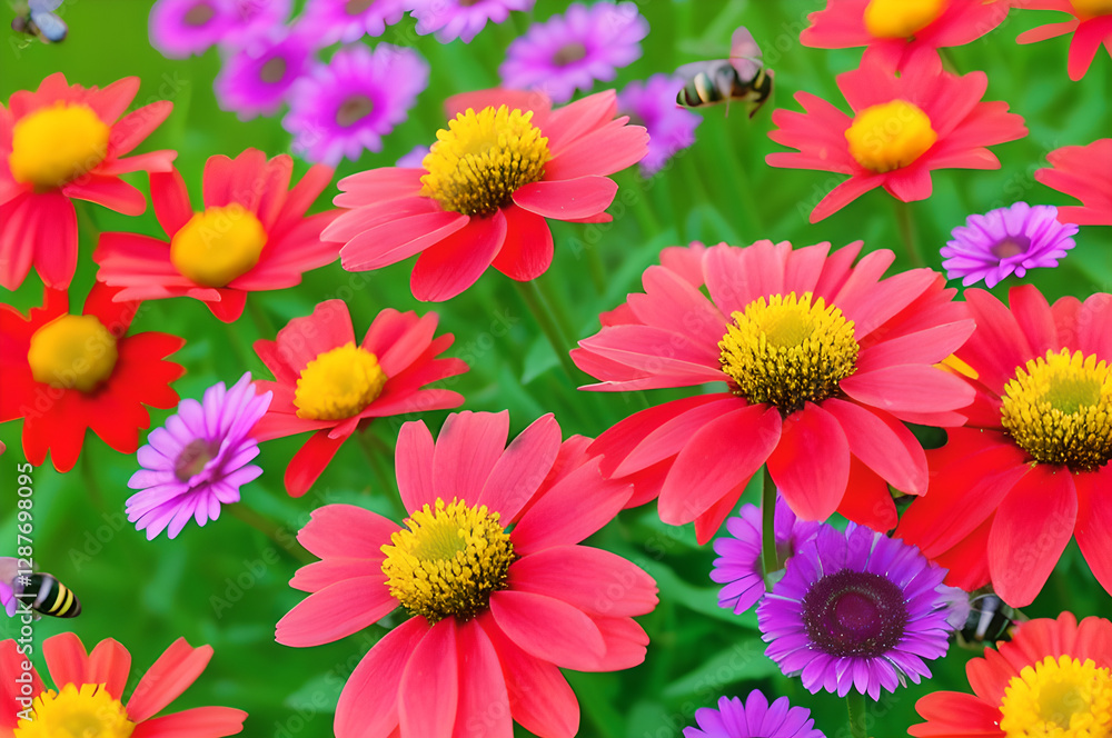 色とりどりの花畑 色とりどりの花畑