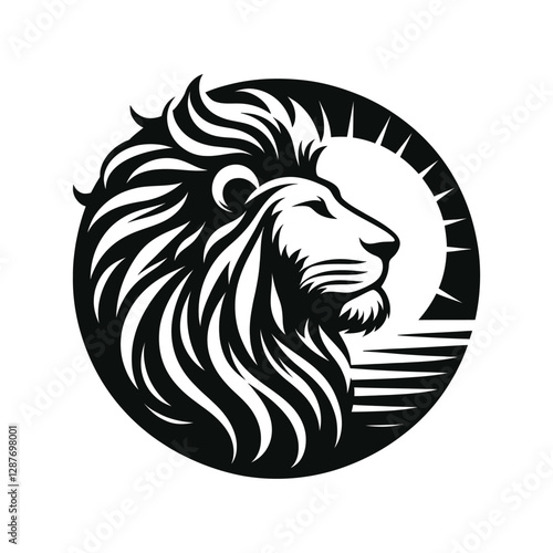 majestic lion silhouette vector clip art logo design