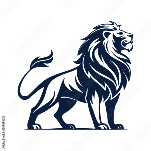 majestic lion silhouette vector clip art logo design