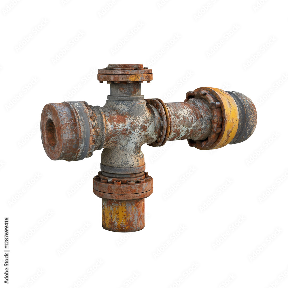 Old rusty rainwater pipes leading to collection barrel isolate on transparent background Old rusty rainwater pipes leading to collection barrel isolate on transparent background