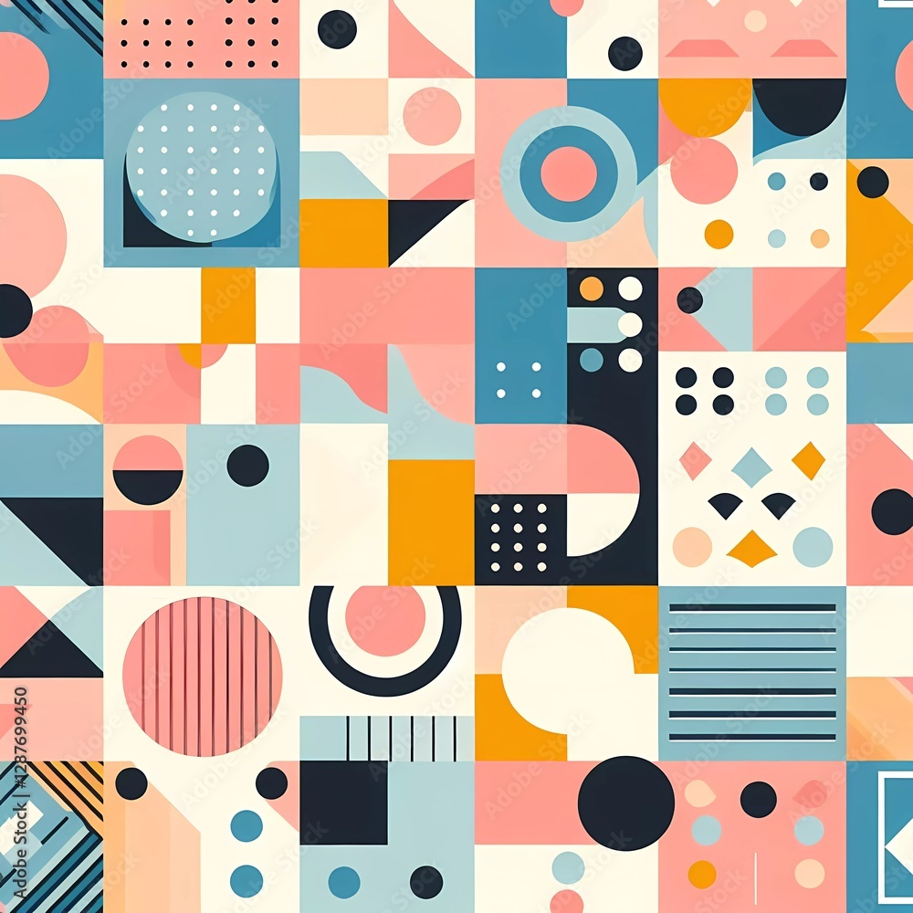 Fototapeta premium Seamless abstract retro geometric colorful gradient background with bold and playful shape