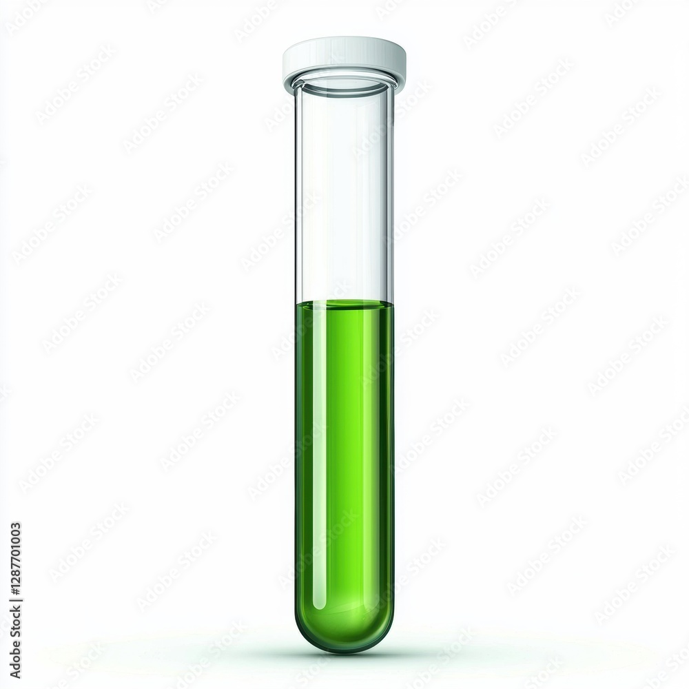 Test tube with green liquid isolated on white background Test tube with green liquid isolated on white background