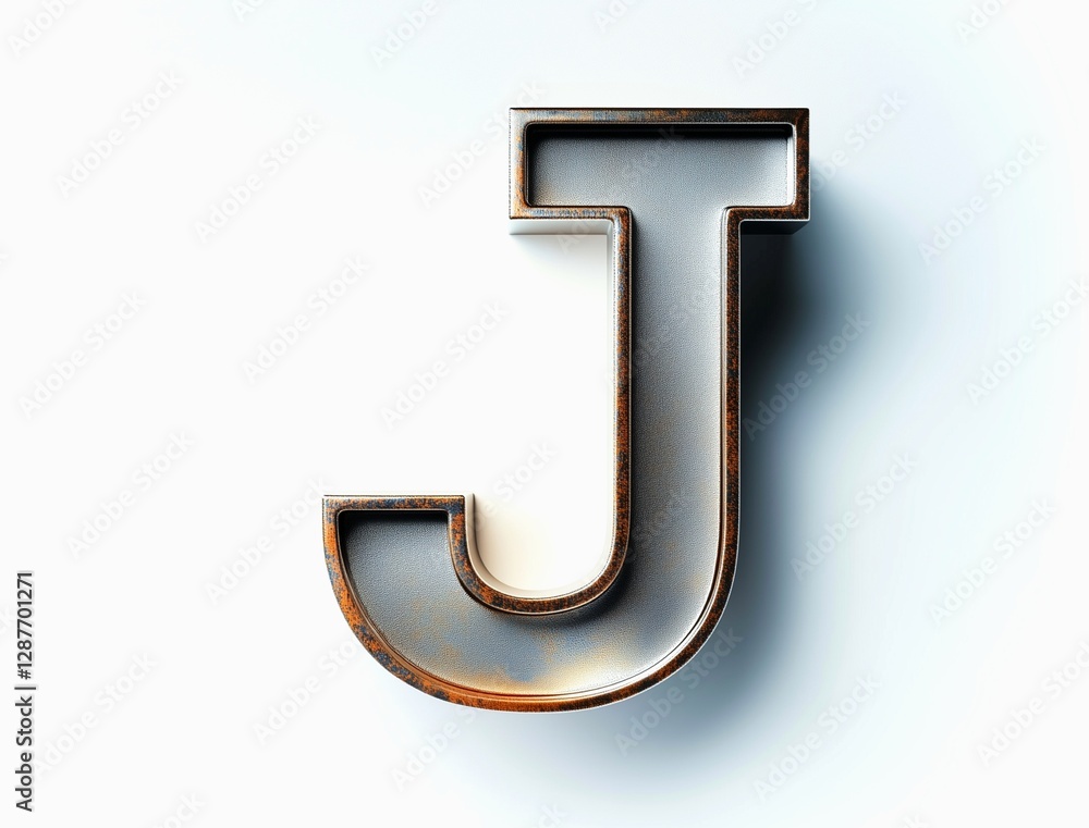 Letter J designed with new and clean metallic effect texture isolated on white background Letter J designed with new and clean metallic effect texture isolated on white background