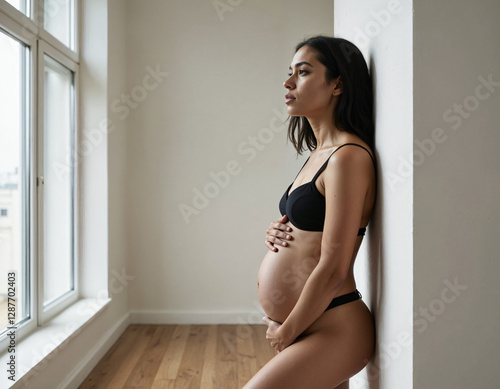 pregnant woman in a white dress