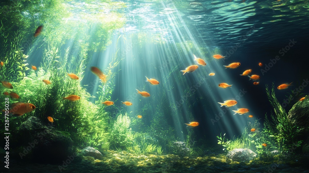 Obraz premium aquarium on the visibility of submerged objects.