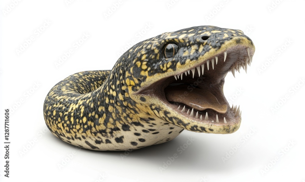 Prehistoric marine reptile with open mouth isolated on white background Prehistoric marine reptile with open mouth isolated on white background