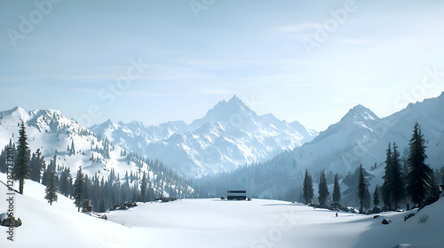 Wallpaper Mural Snowy Mountain Range Winter Landscape Torontodigital.ca