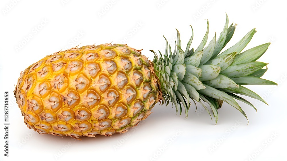 A Single Ripe Pineapple on White Background A Single Ripe Pineapple on White Background