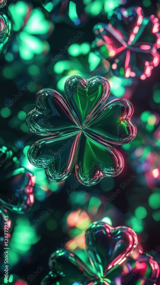 Fototapeta premium Saint Patrick Day neon 3d background