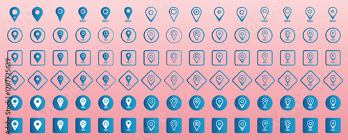Pin location icons, pointer symbol locator icon, map address location markers, gps point symbol, marker pin navigation, Set of location pin icons. location icon line art design. Vector illustration