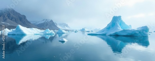 Wallpaper Mural Majestic icebergs float in the tranquil waters of a Greenlandic fjord, serene scenery, icy waters, calm water Torontodigital.ca