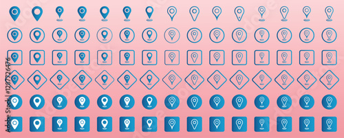 Location map pin icons set. Pinpoint. Modern map marker collection. Map pin place marker. Location pin icon. Map marker pointer icon. Location marker. GPS location symbol. Flat style vector