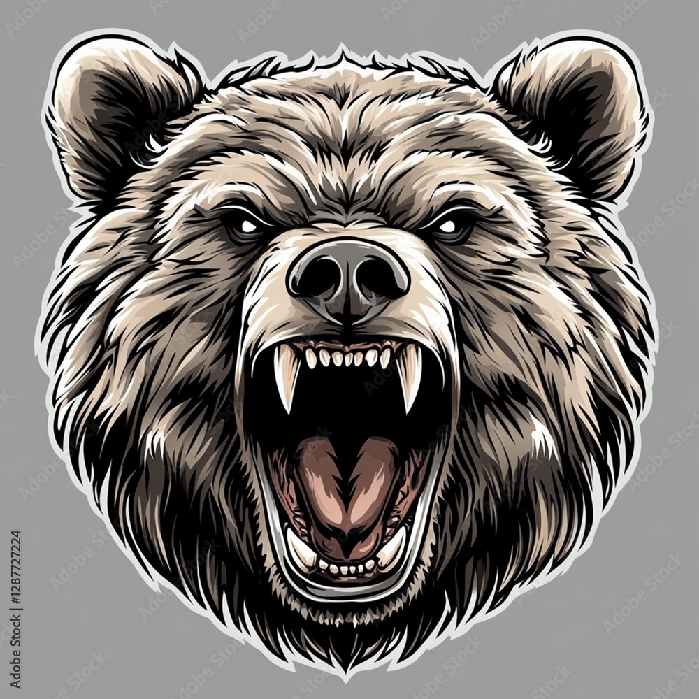 Fotografie an agressive symetric bear roaring