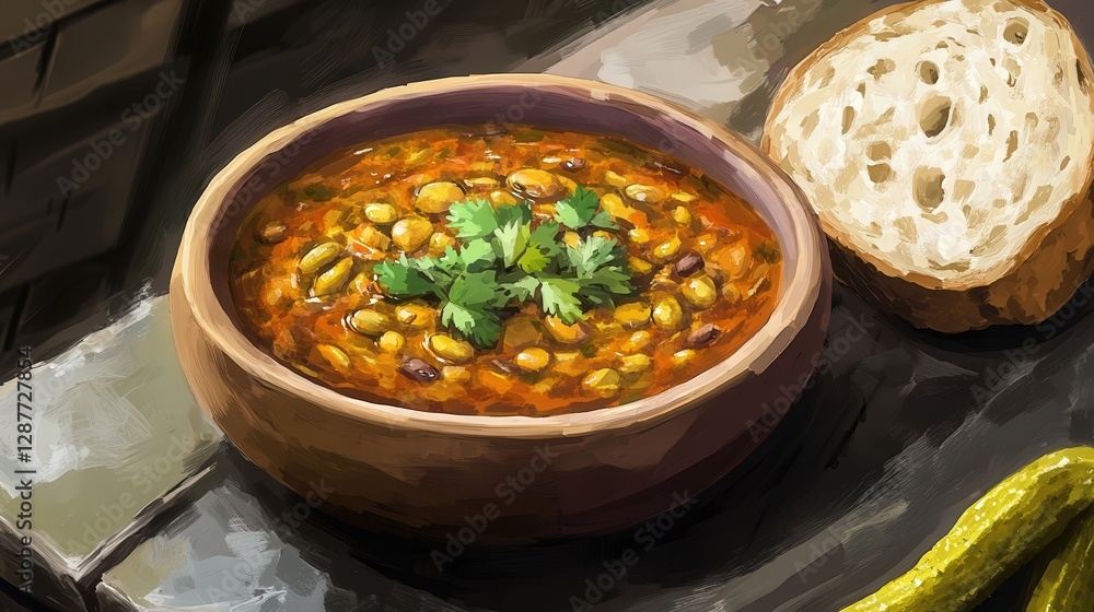 Sudanese ful medames, a dish of stewed fava beans served with bread and pickles. Sudanese ful medames, a dish of stewed fava beans served with bread and pickles.