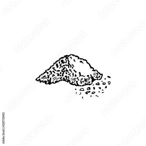 Pile of salt, sugar, condiments, etc., doodle cartoon hand-drawn vector spices.