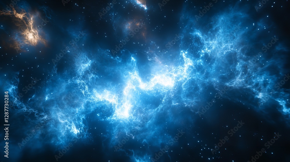 Fototapeta premium Futuristic Digital Wave with Glowing Blue Particles and Starry Background