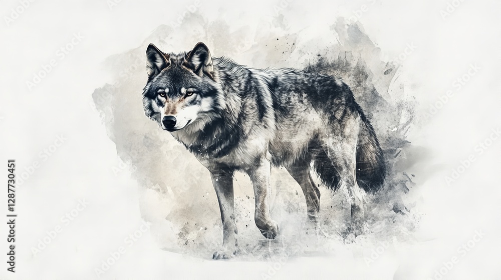 Fototapeta premium A Wolf from a Splash of Watercolor - PNG Transparent