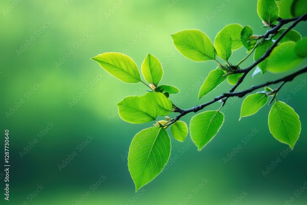 Fototapeta premium A singular focus on green leaves showcasing the beauty of simplicity and the essence of nature's design.