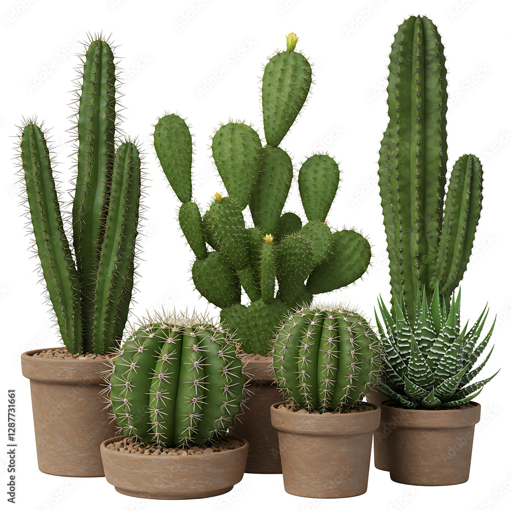 Assorted Potted Cacti and Succulents in Terracotta Pots On Transparent Background
Assorted Potted Cacti and Succulents in Terracotta Pots On Transparent Background