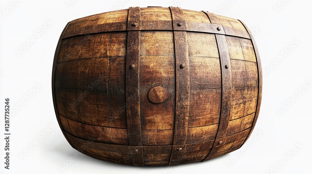 Fototapeta premium A Wooden Barrel Isolated on Transparent Background