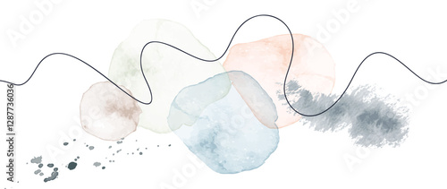 Watercolor art background vector. Wallpaper design with paint brush Earth tone watercolor, gold line and gold foil texture. Illustration for prints, wall art, cover and invitation cards.