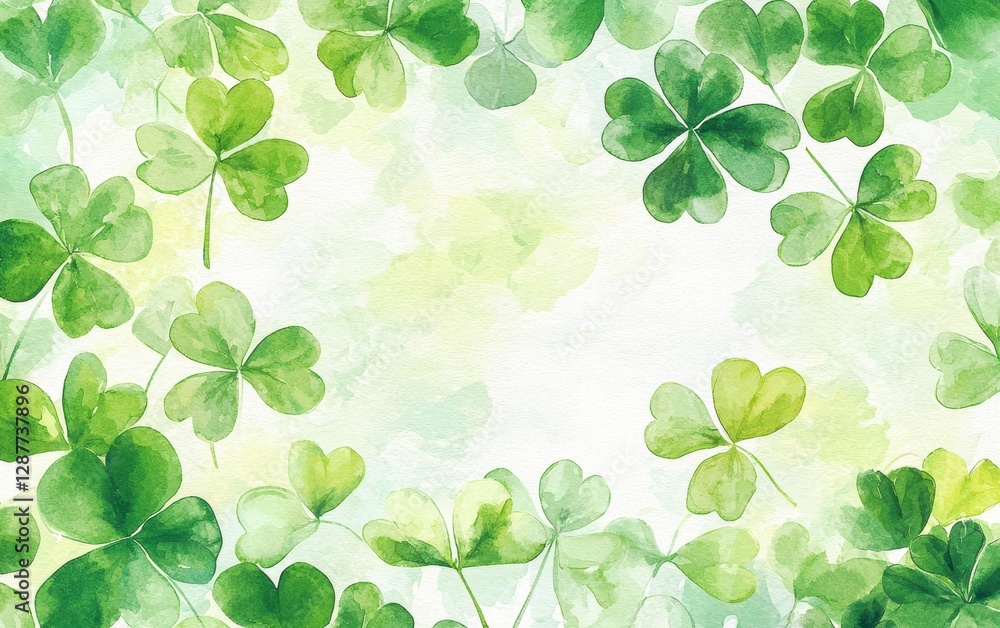 Fototapeta premium Subtle abstract green watercolor strokes forming a delicate background for Saint Patricks Day