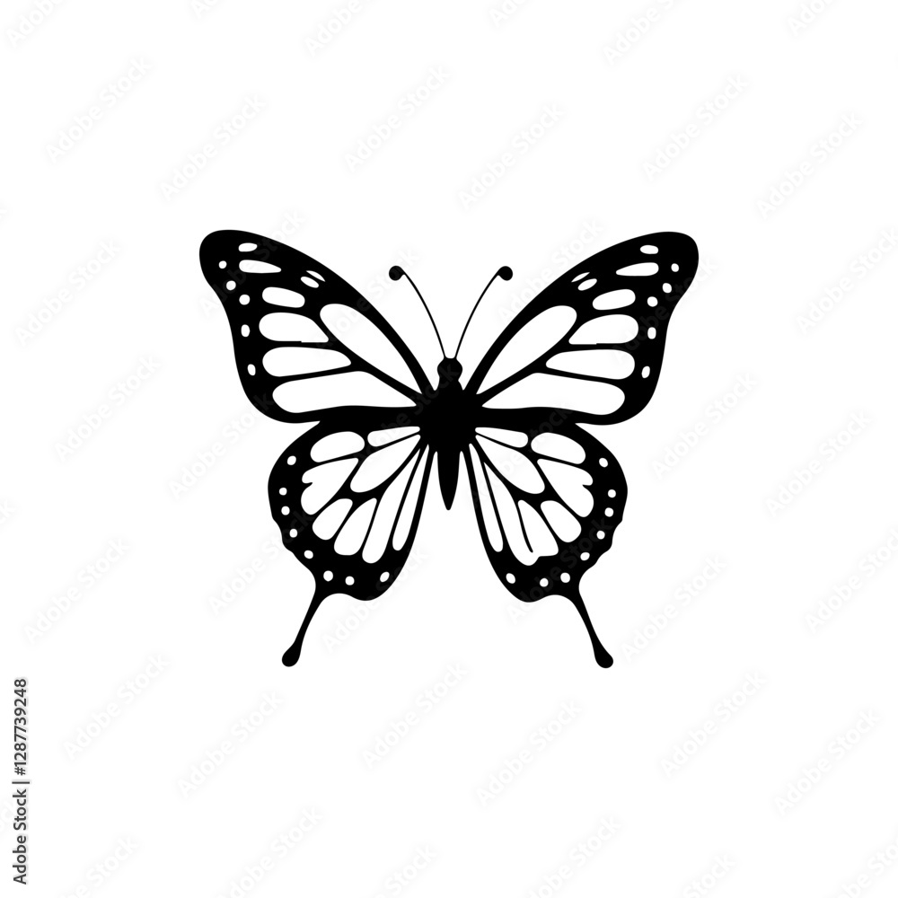 Butterfly icon silhouette vector illustration on white background Butterfly icon silhouette vector illustration on white background