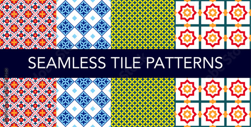 Seamless Tile Ornate Patterns Decorative Design Vector Illustrations