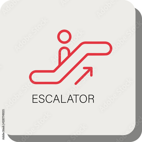 Sign showing the escalator going up
